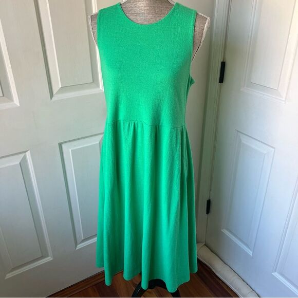 Draper James sleeveless textured midi dress Size L Kelly Green - Picture 1 of 5